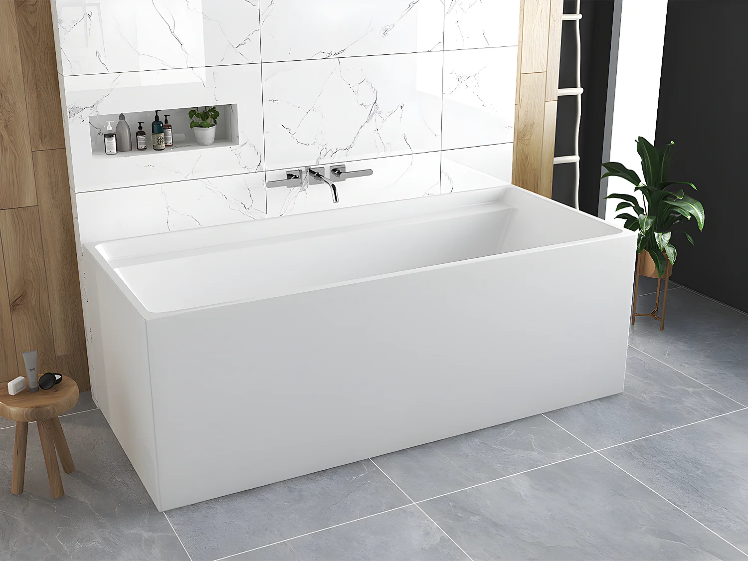 Baignoire îlot rectangulaire - 280 L - 170 x 75 x 60 cm - Blanche - Acrylique - ASPIUS