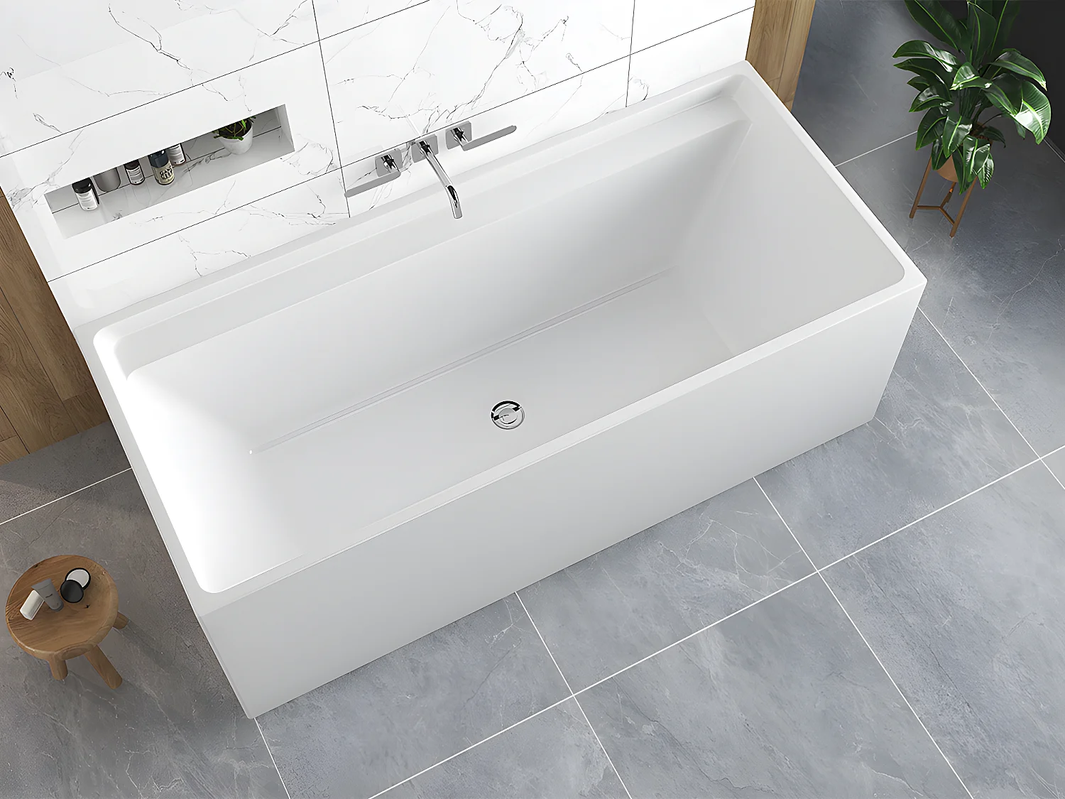 Banheira clássica retangular de 280 L dimensões 170 x 75 x 60 cm cor branco em acrílico - ASPIUS