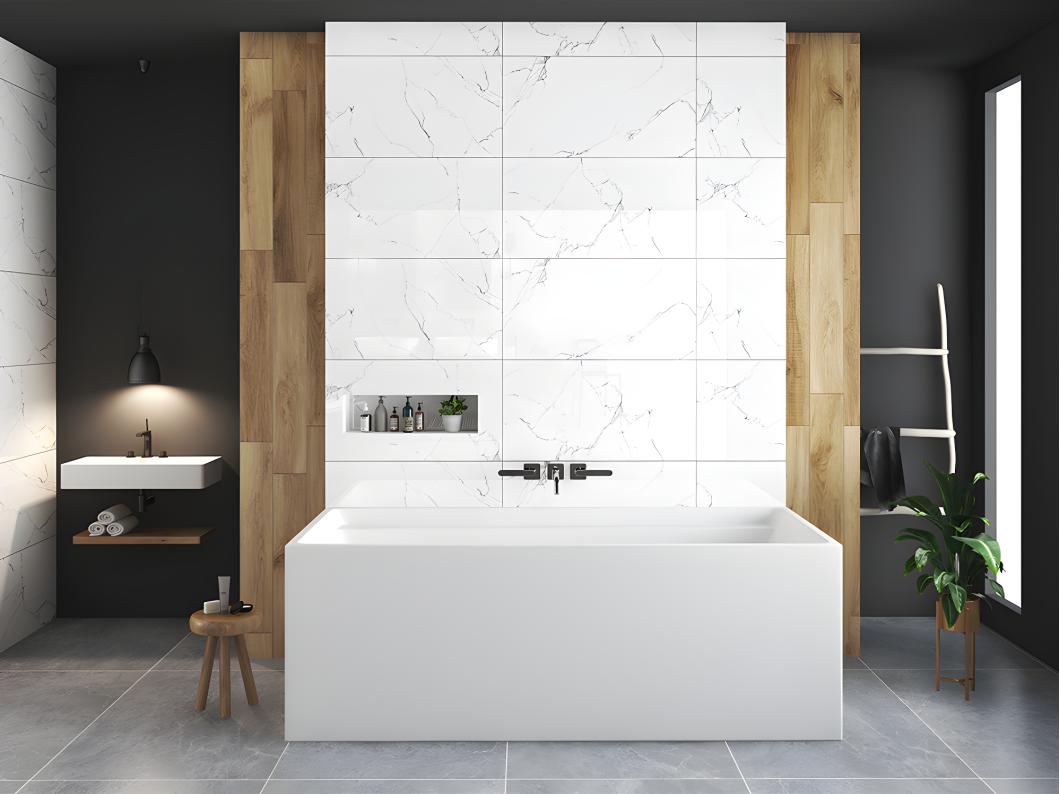 Vasca da bagno freestanding rettangolare 280 L 170 x 75 x 60 cm Bianco Acrilico - ASPIUS