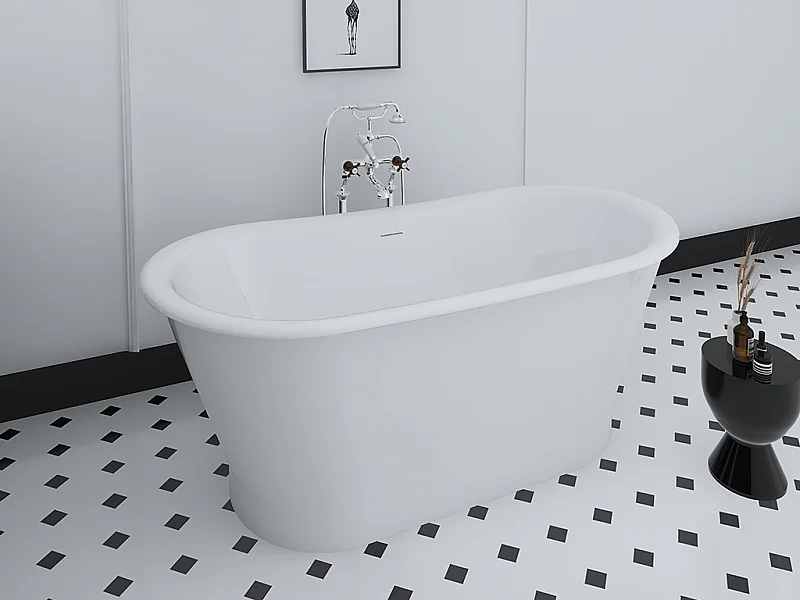 Vasca da bagno freestanding ovale 180 L 150 x 74 x 63 cm Acrilico Bianco Stile rétro - PELMATO