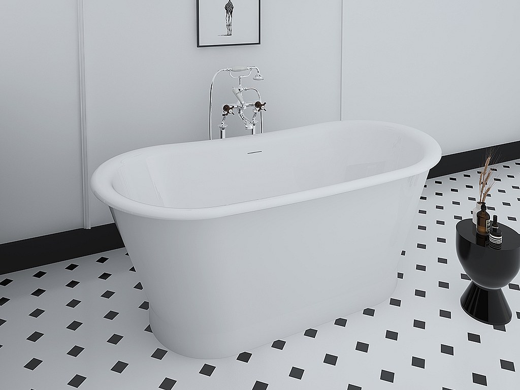 Vente-unique Feistehende Badewanne Oval - Acryl - 180 L - 150 X 74 X 63 Cm - Weiß - Pelmato