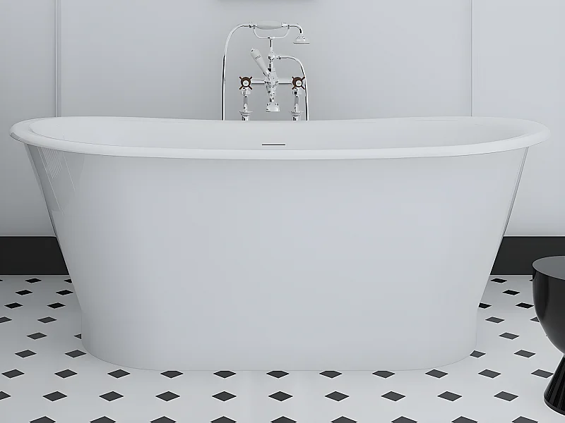 Vasca da bagno freestanding ovale 180 L 150 x 74 x 63 cm Acrilico Bianco Stile rétro - PELMATO