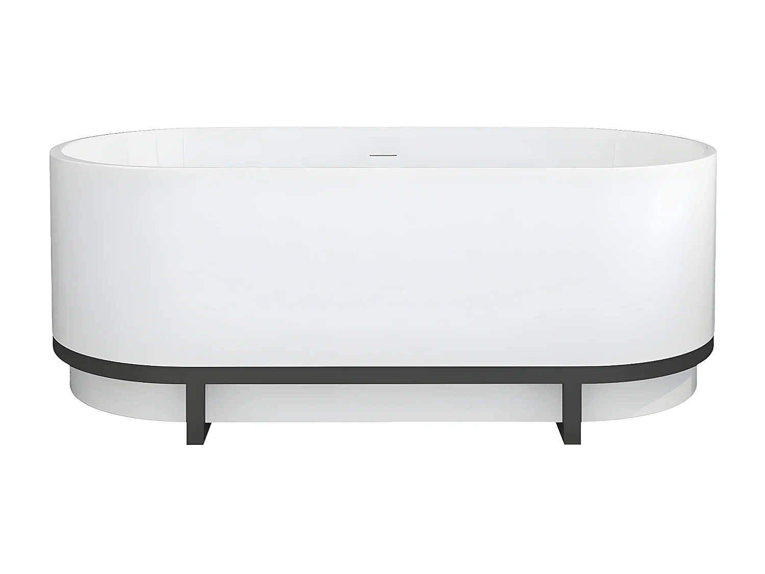 Baignoire îlot ovale avec décor métal - 230 L - 160 x 74 x 60  cm - Blanche - Acrylique - PLECO