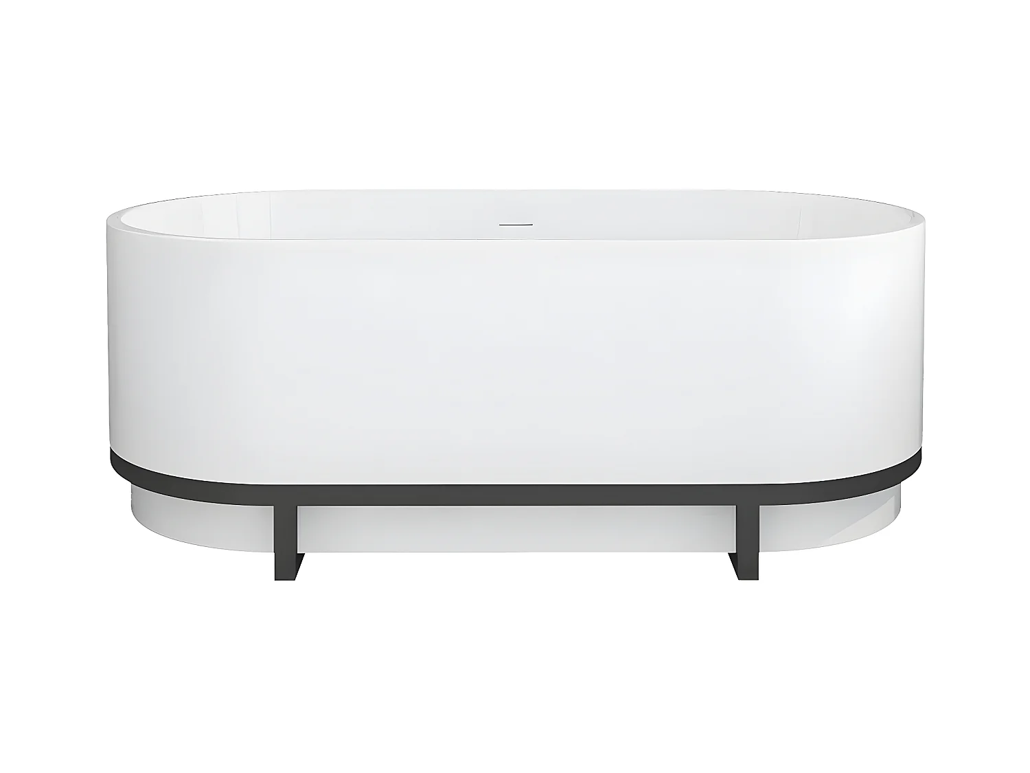 Baignoire îlot ovale avec décor métal - 230 L - 160 x 74 x 60  cm - Blanche - Acrylique - PLECO