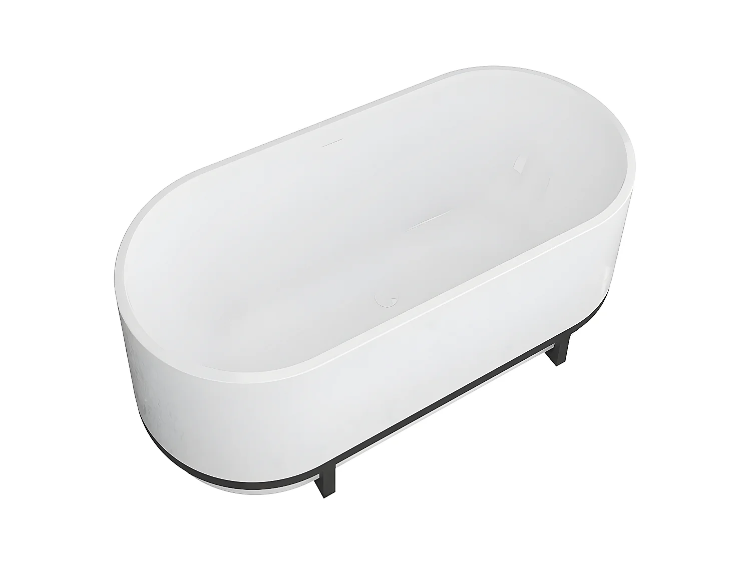 Baignoire îlot ovale avec décor métal - 230 L - 160 x 74 x 60  cm - Blanche - Acrylique - PLECO
