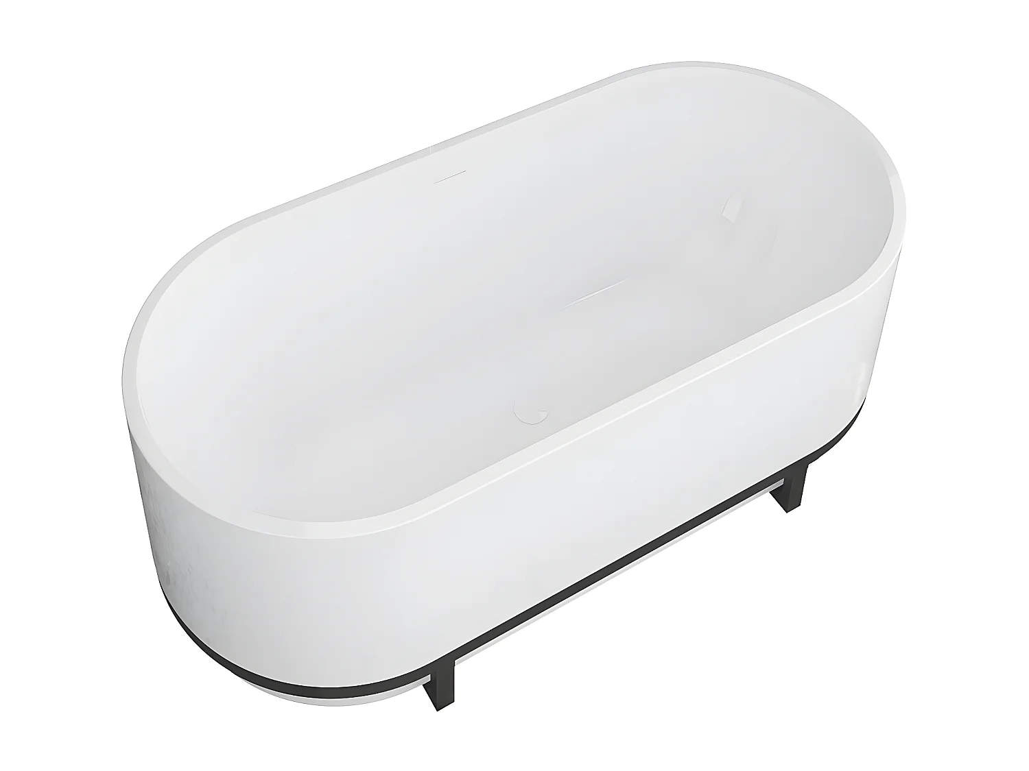 Baignoire îlot ovale avec décor métal - 230 L - 160 x 74 x 60  cm - Blanche - Acrylique - PLECO