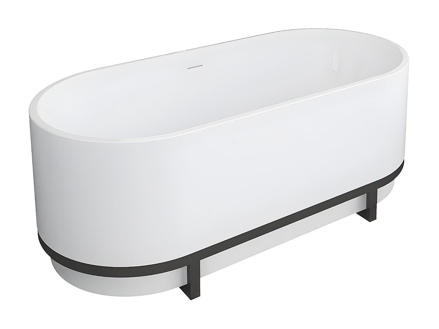 Freistehende Badewanne oval - Acryl - 230 L - 160 x 75 x 60  cm - Weiß - PL günstig online kaufen