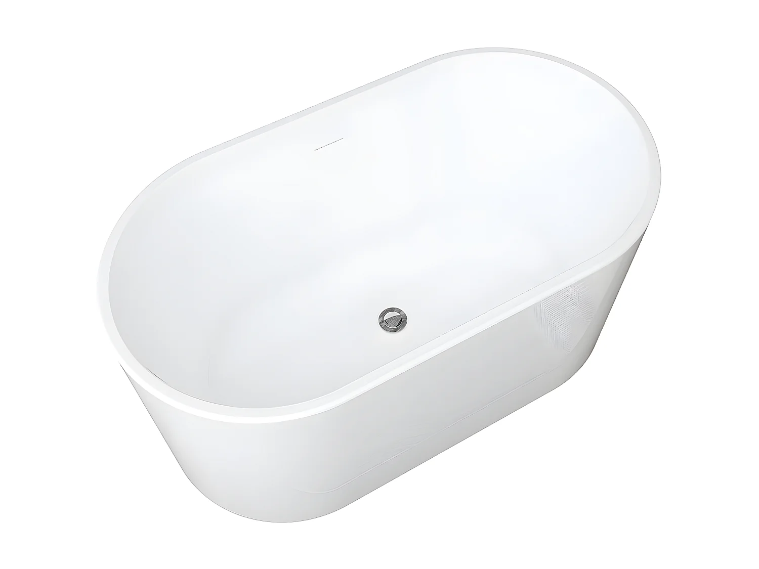 Feistehende Badewanne oval - Acryl - 180 L - 130 x 71 x 58 cm - Weiß - APOGON