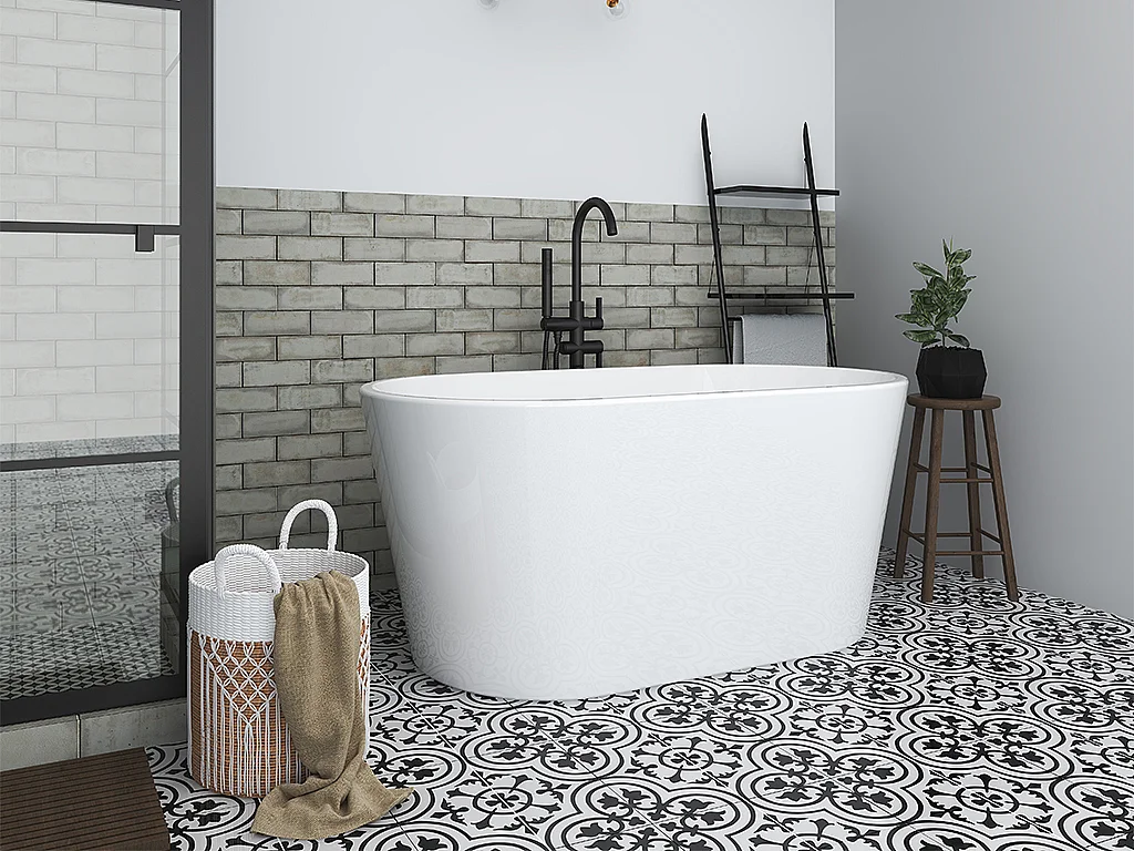 Banheira clássica oval de 180 L dimensões 130 x 71 x 58 cm cor branco em acrílico - APOGON