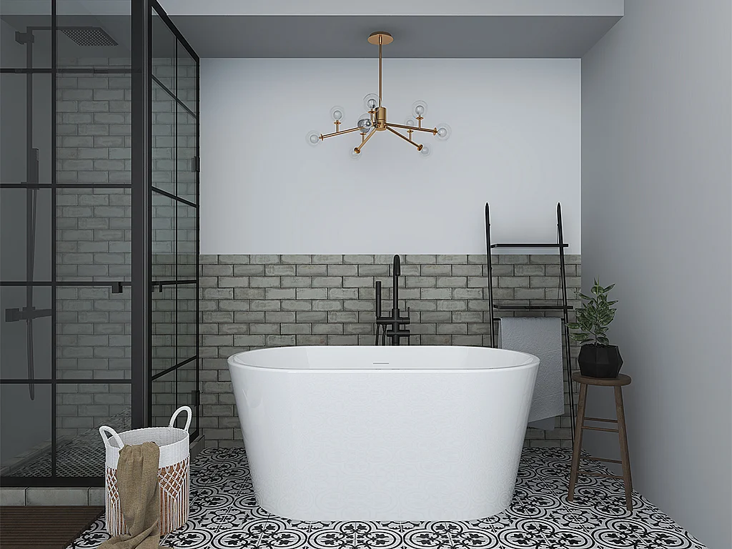 Baignoire îlot ovale - 180 L - L130 x H58 x P71 cm - Blanche - Acrylique - APOGON