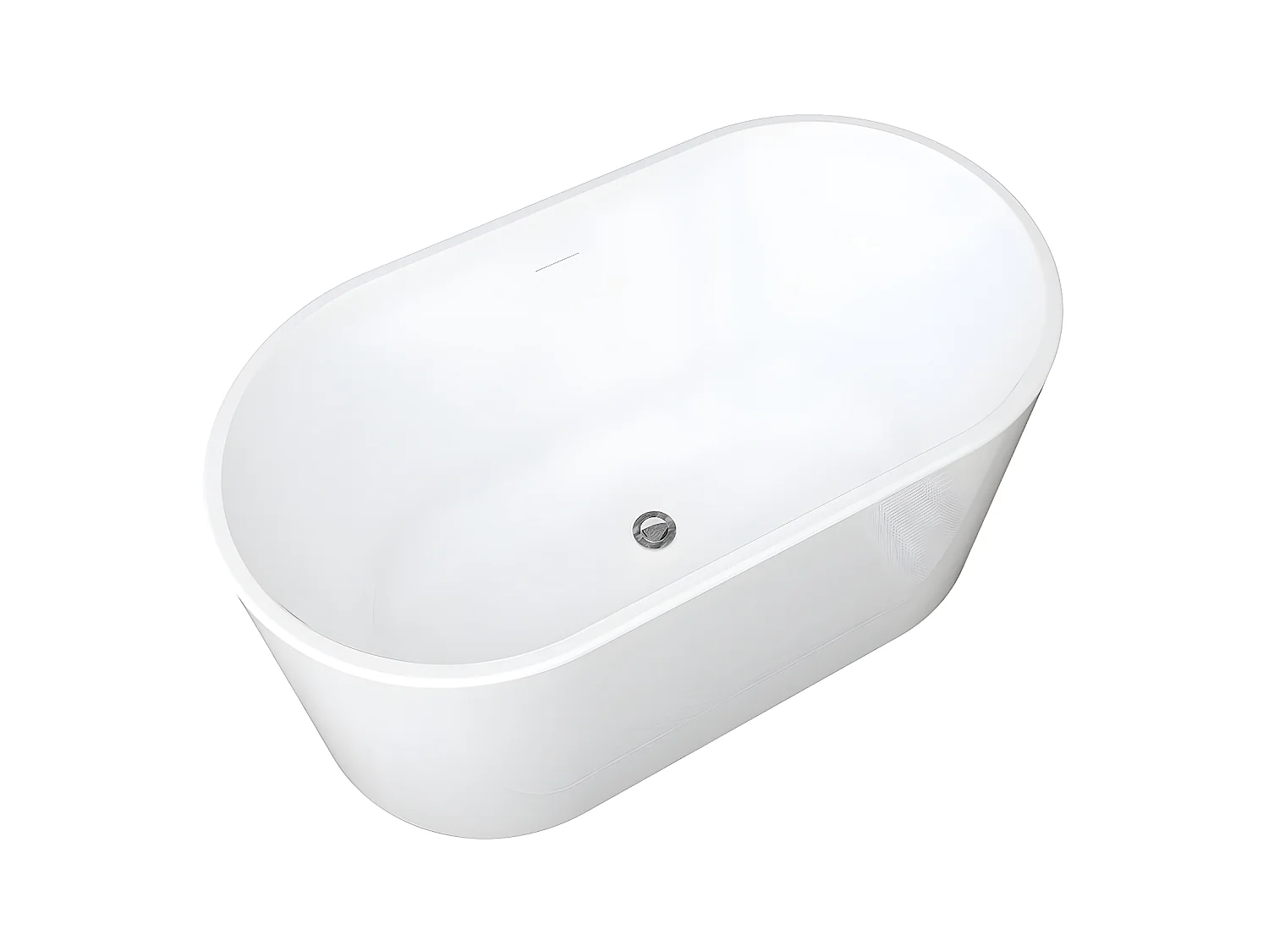 Ovalen losstaand bad - 180 L - 130 x 71 x 58 cm - Wit - Acryl - APOGON