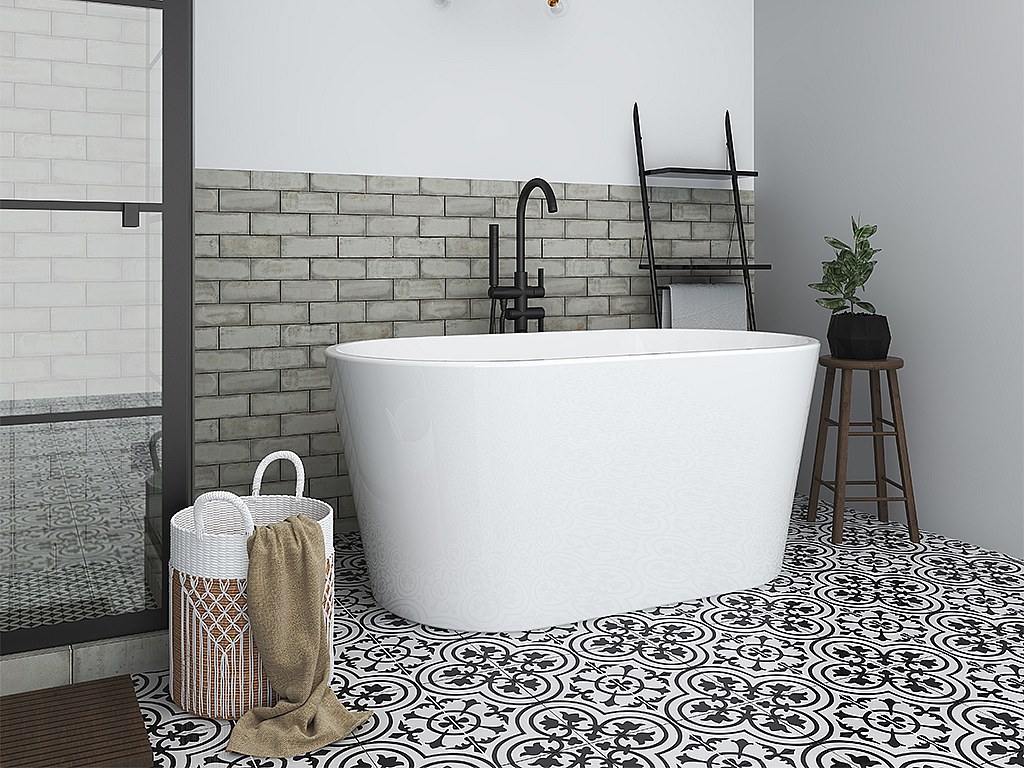 Vente-unique - Feistehende Badewanne oval - Acryl - 180 l - 130 x 71 x 58 cm - Weiß - apogon