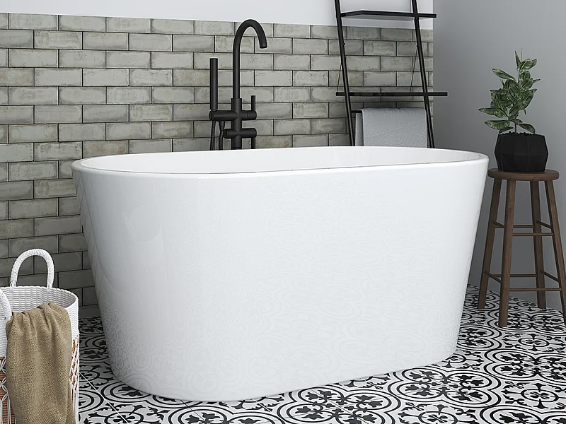 Vasca da bagno freestanding ovale 180 L 130 x 71 x 58 cm Bianco Acrilico - APOGON