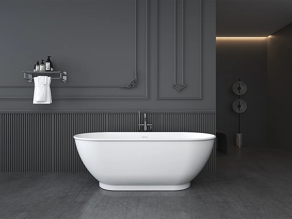 Bañera exenta ovalada - 240 L - 170 x 75 x 60 cm - Blanco - Acrílico - MOBULA