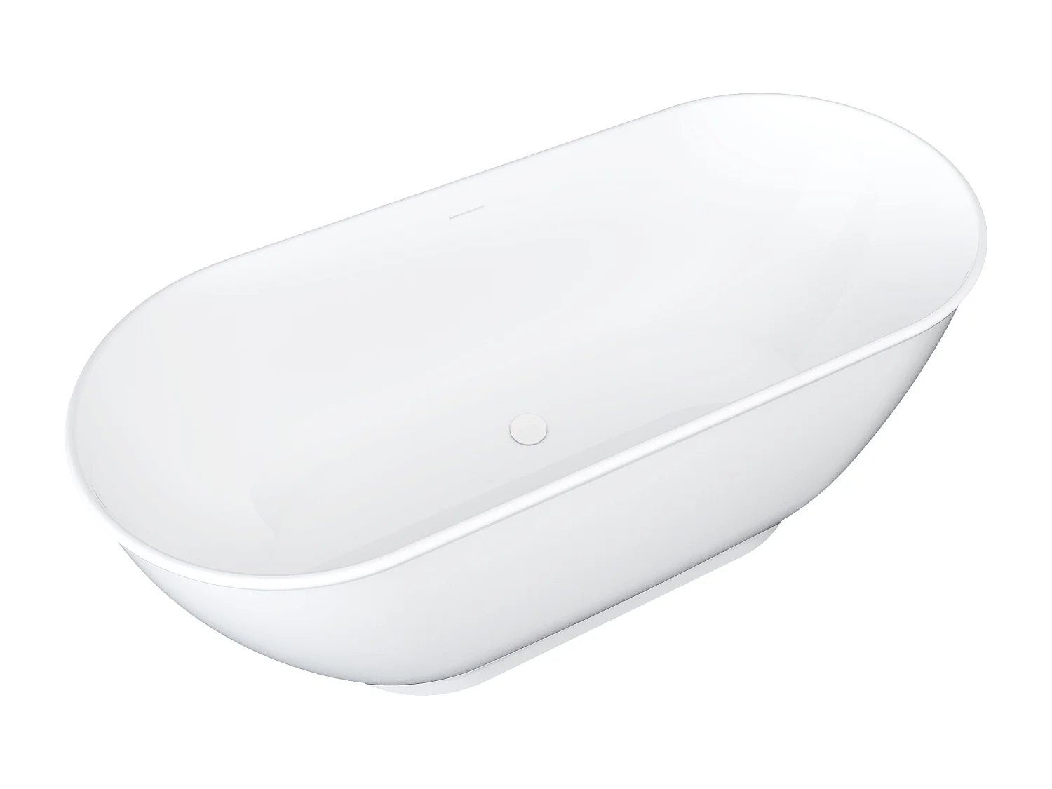 Baignoire îlot ovale - 170 x 75 x 60 cm - Acrylique - Blanc brillant - 240 L - MOBULA