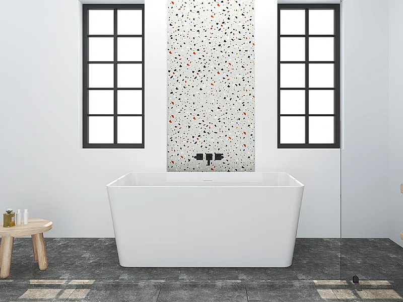 Bañera exenta rectangular - 197 L - 130 x 70 x 55 cm - Blanco - Acrílico - SPICARA