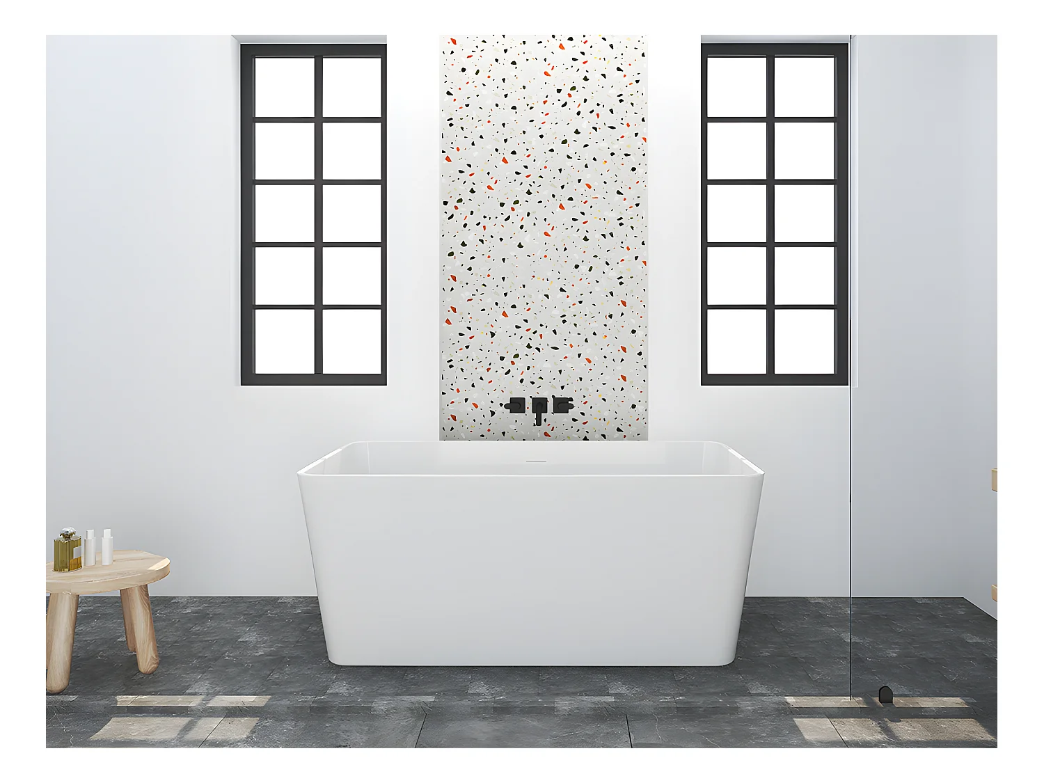 Baignoire îlot rectangulaire - 197 L - 130 x 70 x 55 cm - Blanche - Acrylique - SPICARA