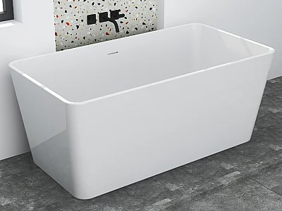 Wanna wolnostojąca prostokątna – 197 l – 130 × 70 × 55 cm (dł. × szer. × wys.) – kolor biały – akrylowa - SPICARA