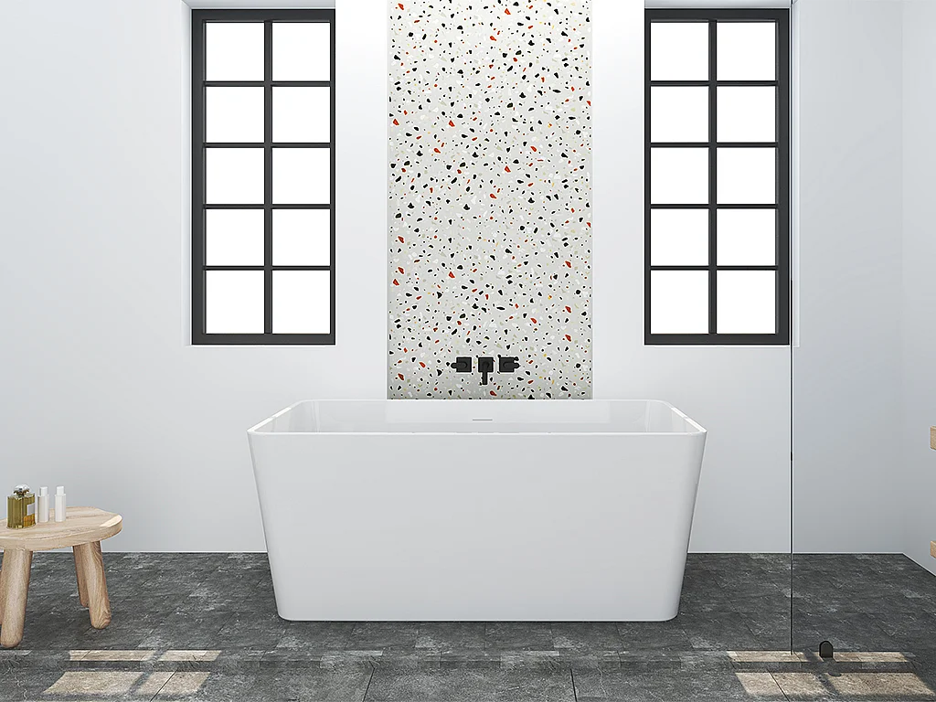 Baignoire îlot rectangulaire - 208 L - 150 x 75 x 55 cm - Blanche - Acrylique - SPICARA