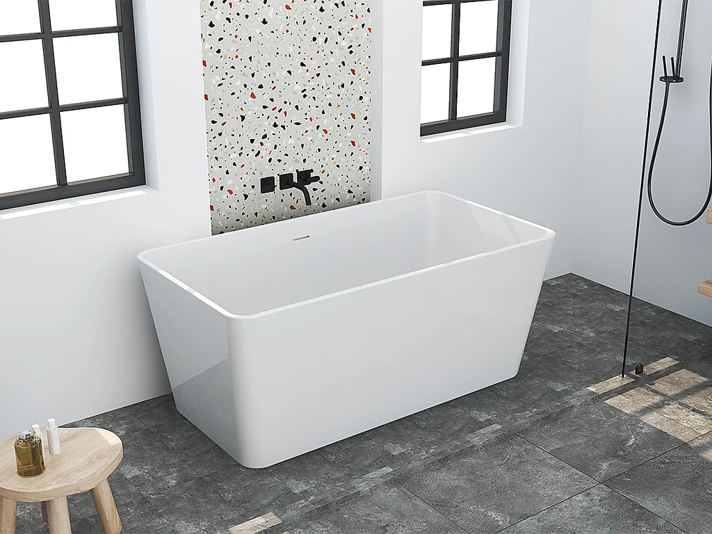 Banheira clássica retangular de 208 L dimensões 150 x 75 x 55 cm cor branco em acrílico - SPICARA