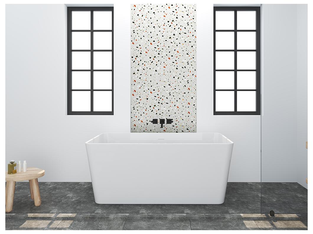 Baignoire îlot rectangulaire - 208 L - 150 x 75 x 55 cm - Blanche - Acrylique - SPICARA