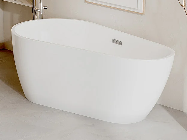 Baignoire îlot asymétrique - 240 L - 160 x 80 x 59 cm - Blanche - Acrylique - LEPINE