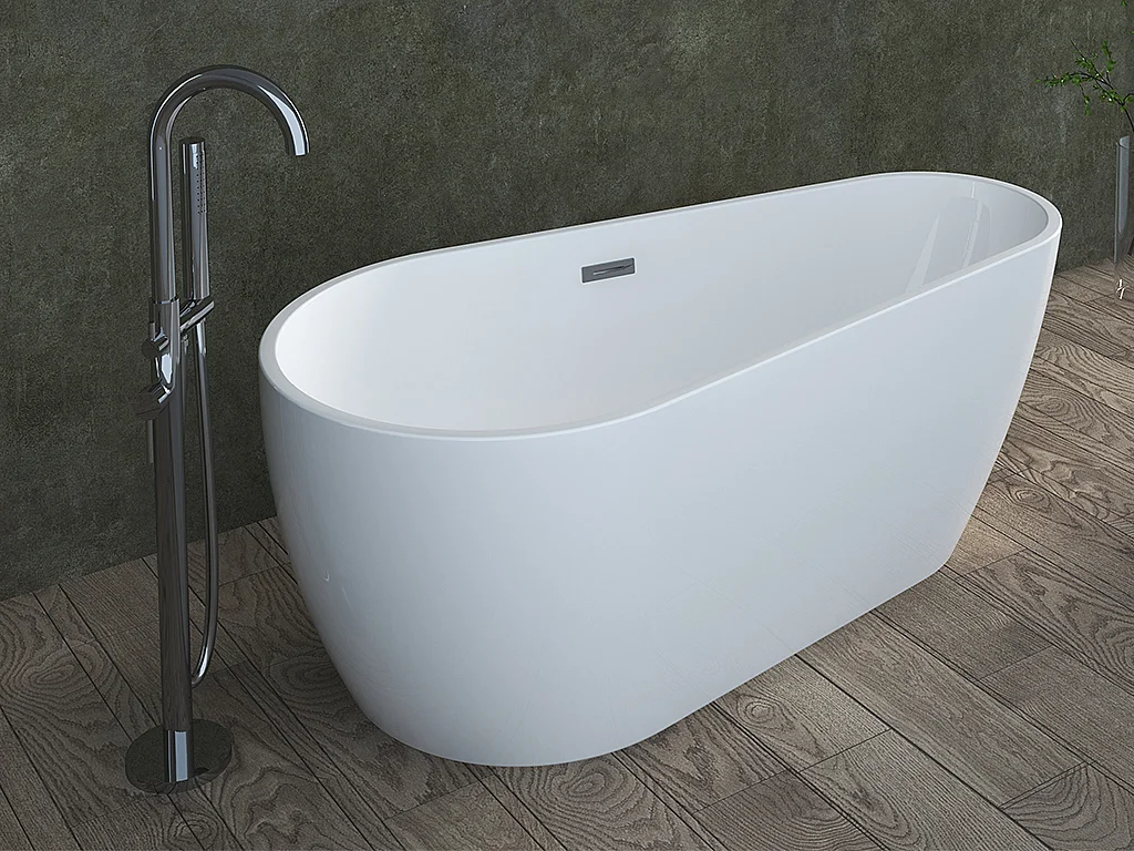 Bañera exenta asimétrica - 240 L - 160 x 80 x 59 cm - Blanco - Acrílico - LEPINE