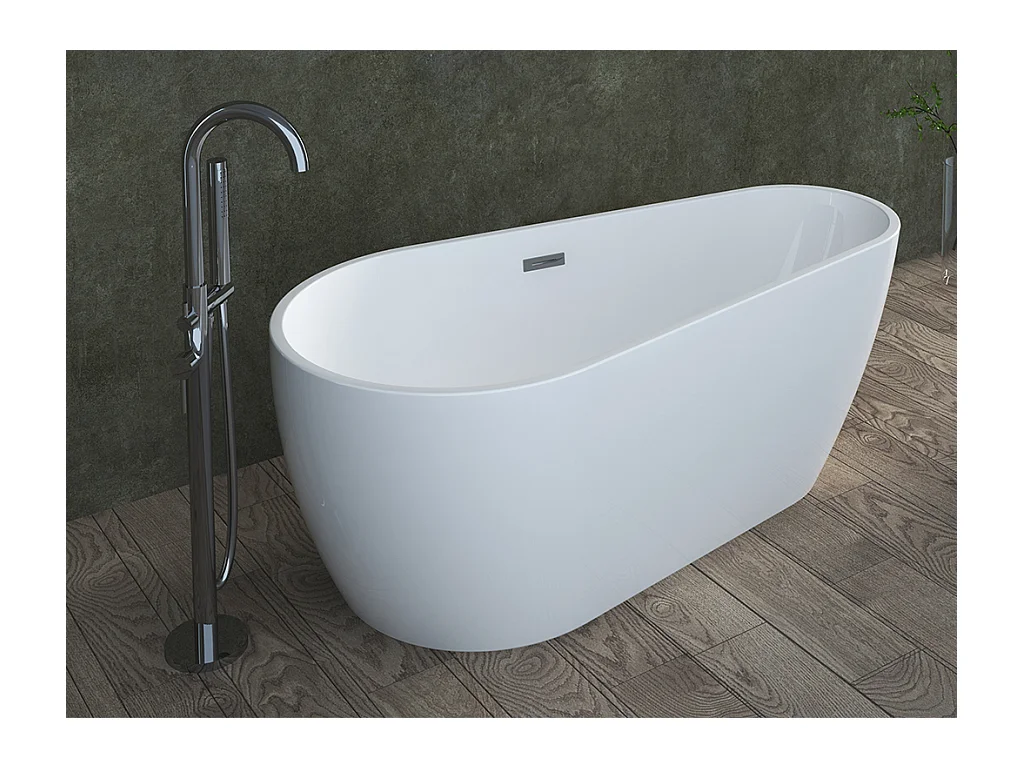 Asymmetrisch losstaand bad - 240 L - 160 x 80 x 59 cm - Wit - Acryl - LEPINE