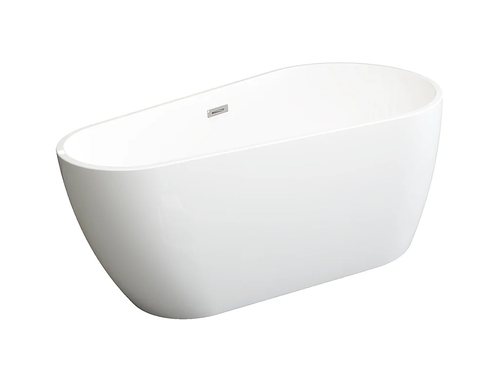 Asymmetrisch losstaand bad - 240 L - 160 x 80 x 59 cm - Wit - Acryl - LEPINE