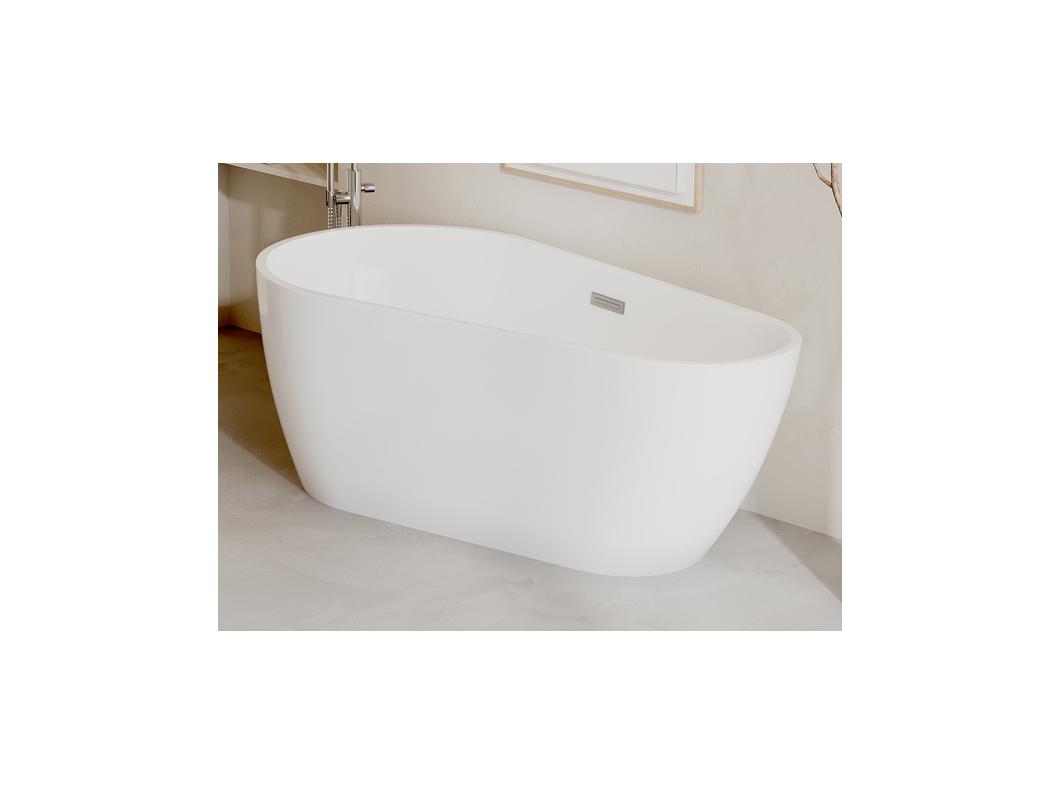 Freistehende Badewanne asymetrisch - Acryl - 240 L - 160 x 80 x 59 cm - Weiß - LEPINE