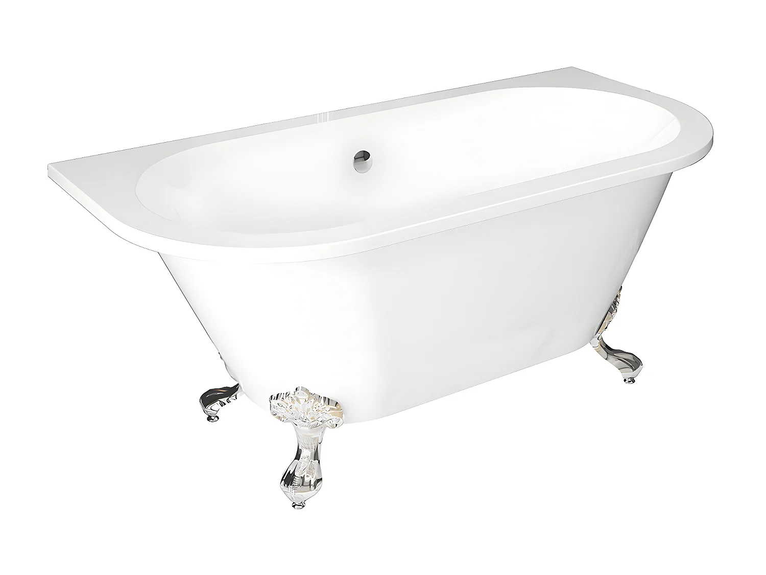 Badewanne halb freistehend mit Füßen - Acryl - 154 L - 150 x 74 x 61 cm - Weiß - SPARUS