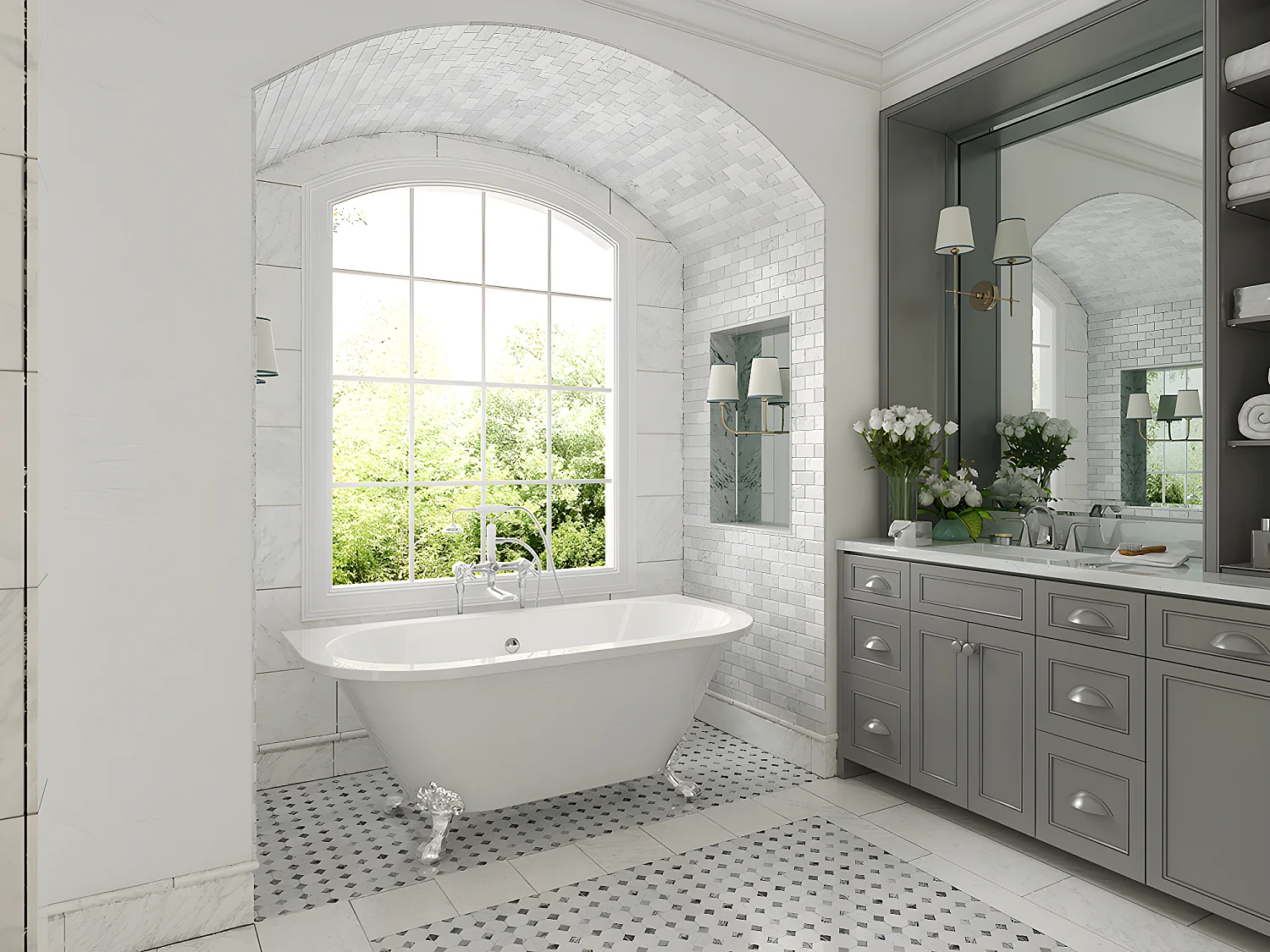 Baignoire semi-îlot retro avec pieds d'aigle - 154 L - 150 x 74 x 61 cm - Blanche - Acrylique - SPARUS