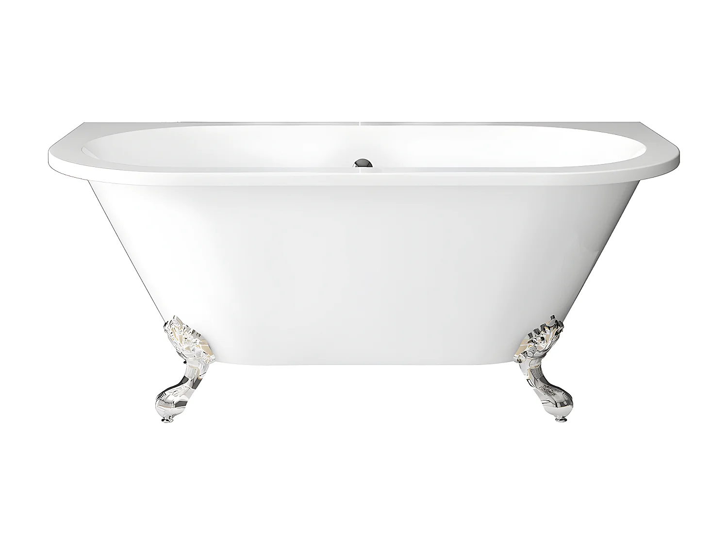 Badewanne halb freistehend mit Füßen - Acryl - 154 L - 150 x 74 x 61 cm - Weiß - SPARUS