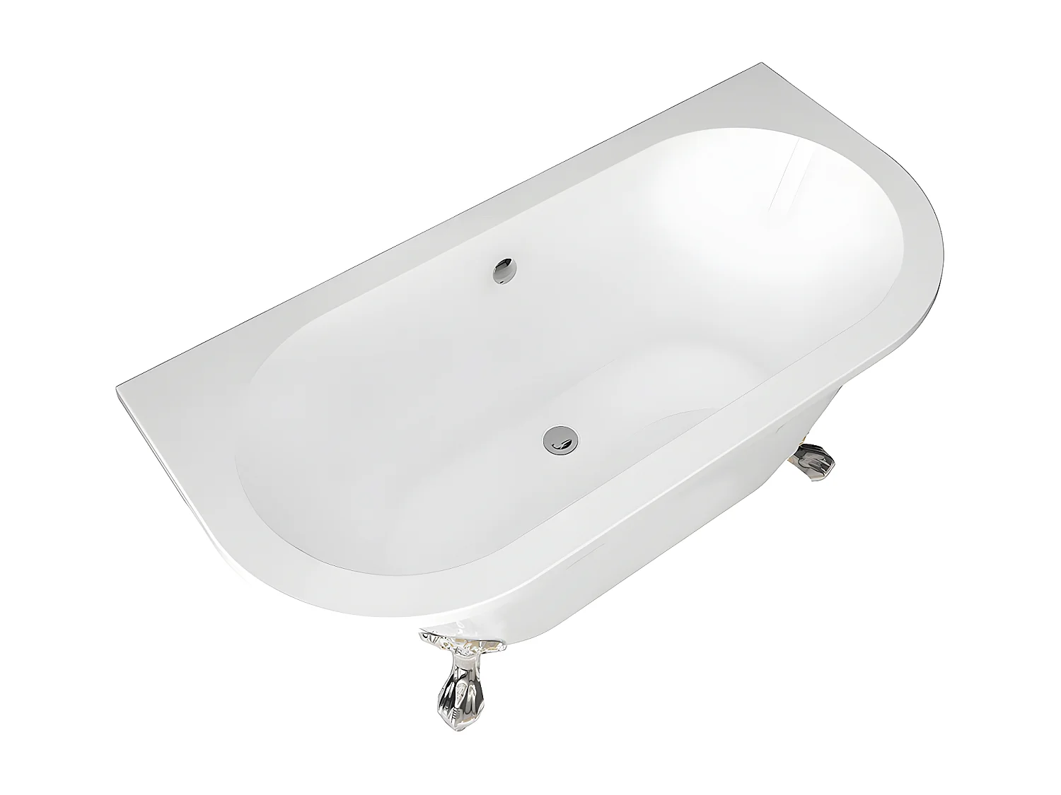 Badewanne halb freistehend mit Füßen - Acryl - 154 L - 150 x 74 x 61 cm - Weiß - SPARUS