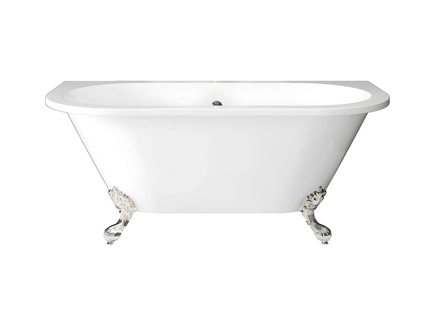 Baignoire semi-îlot retro avec pieds d'aigle - 154 L - 150 x 74 x 61 cm - Blanche - Acrylique - SPARUS