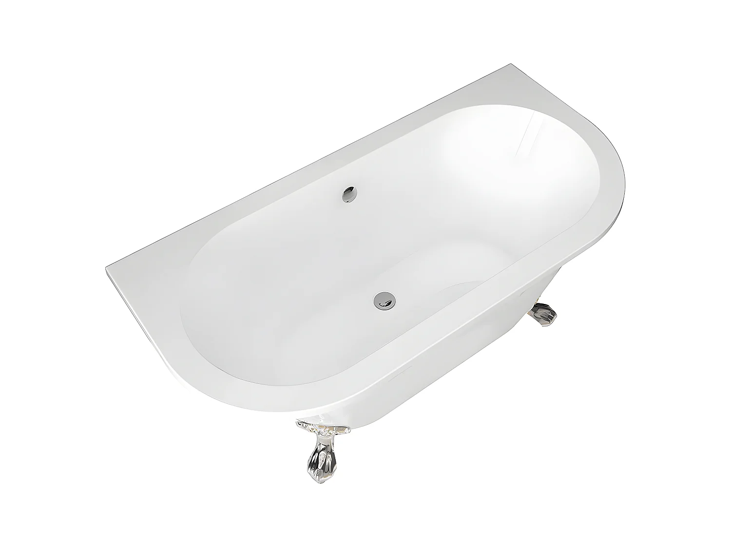 Baignoire semi-îlot retro avec pieds d'aigle - 154 L - 150 x 74 x 61 cm - Blanche - Acrylique - SPARUS