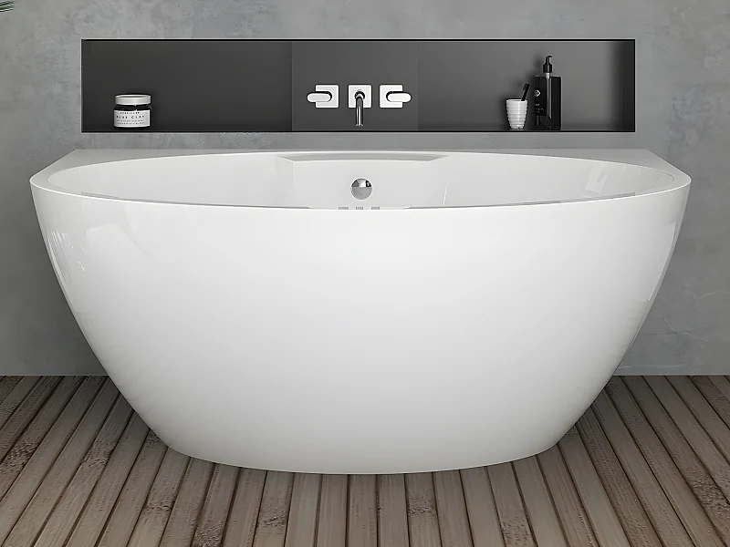 Badewanne halb freistehend oval - Acryl - 197 L - 151 x 94 x 60 cm - Weiß - PAGRUS