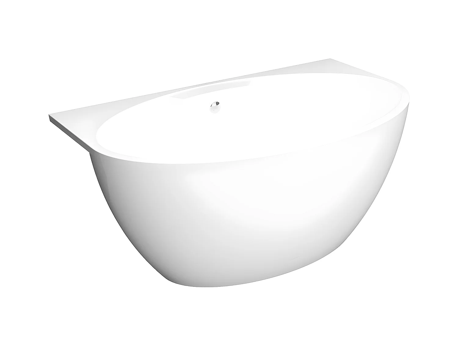 Badewanne halb freistehend oval - Acryl - 197 L - 151 x 94 x 60 cm - Weiß - PAGRUS