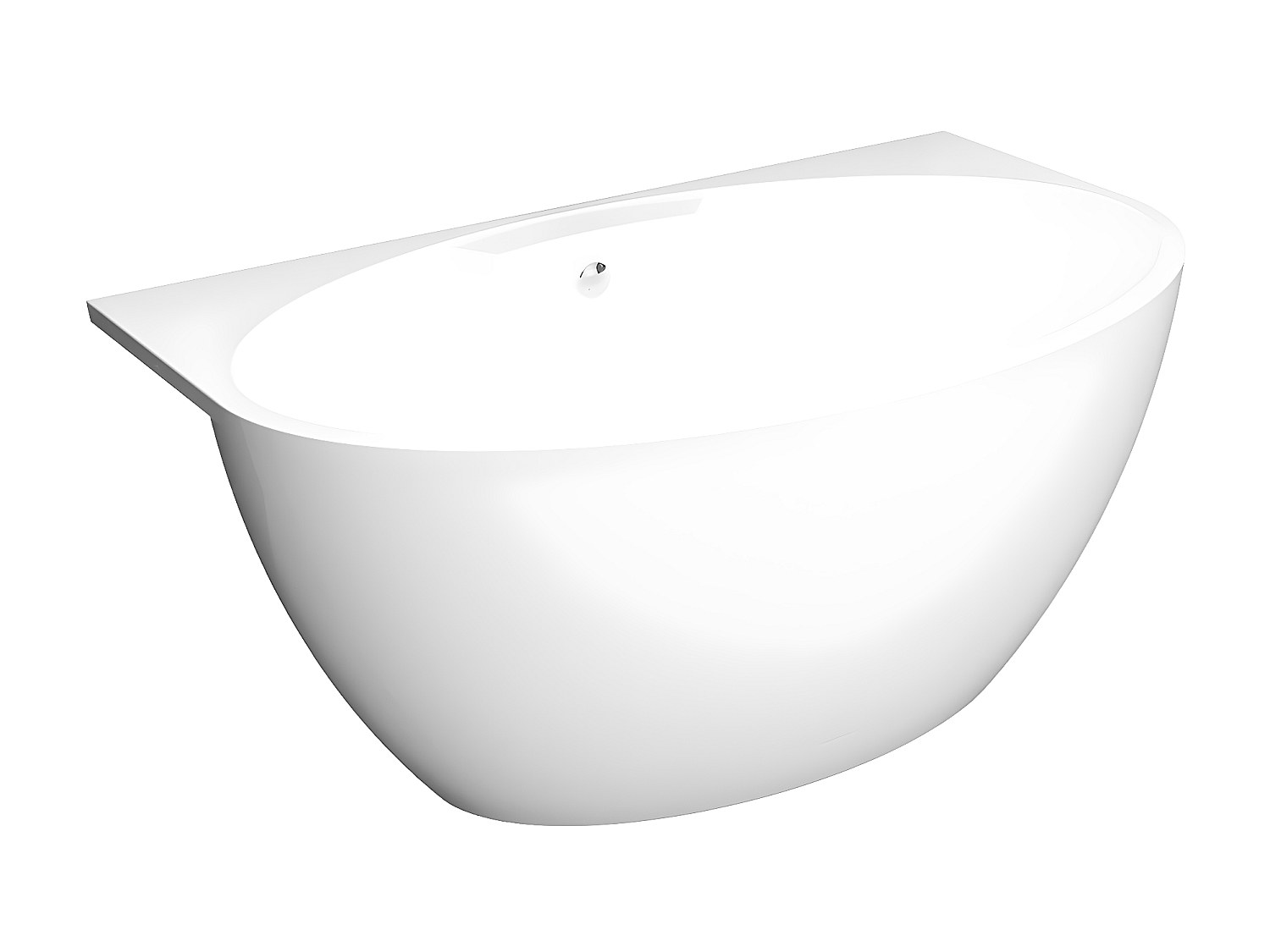 Badewanne halb freistehend oval - Acryl - 197 L - 151 x 94 x 60 cm - Weiß - günstig online kaufen