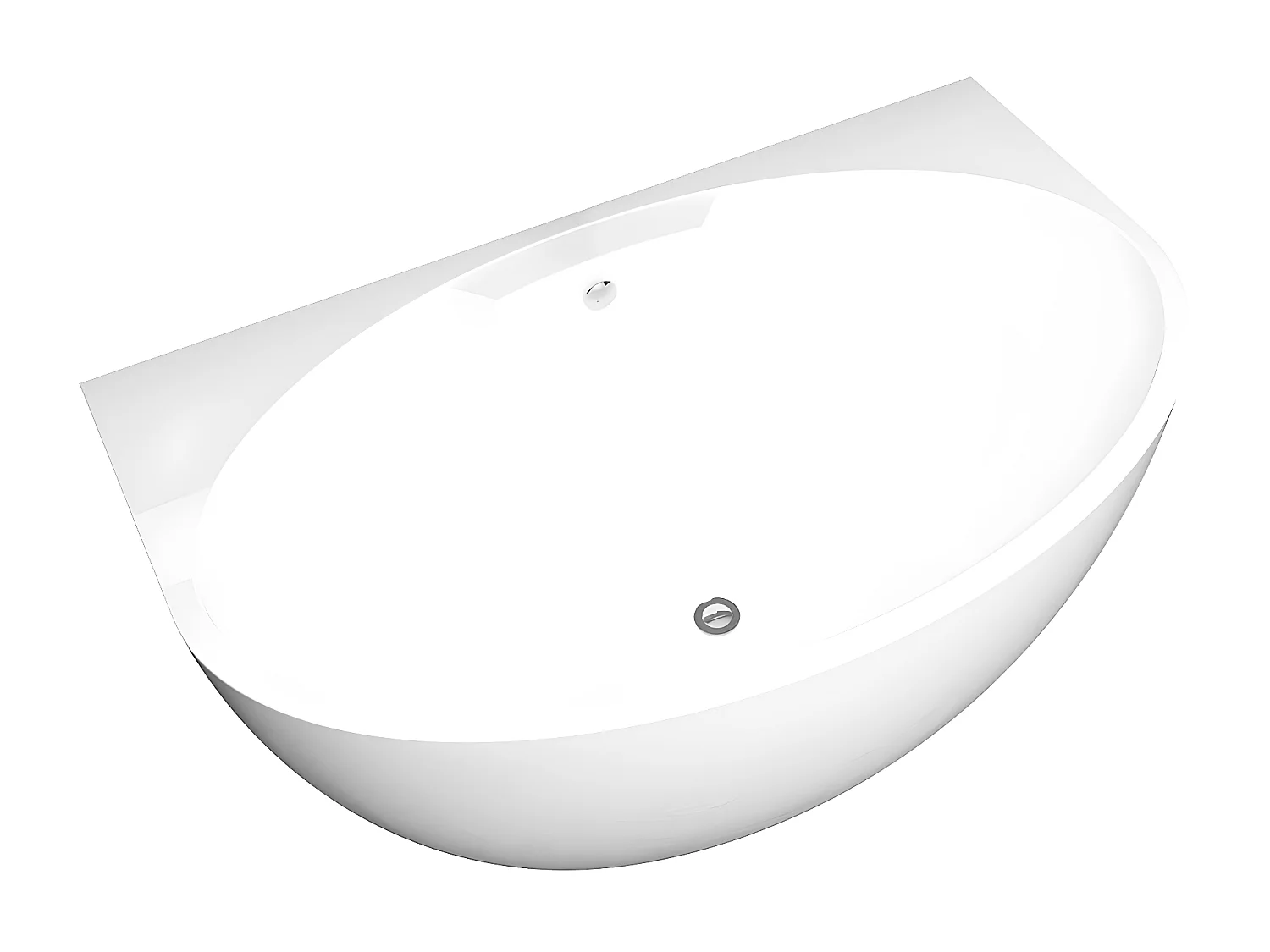 Banheira semi-clássica oval de 197 L dimensões 151 x 94 x 60 cm cor branco em acrílico - PAGRUS