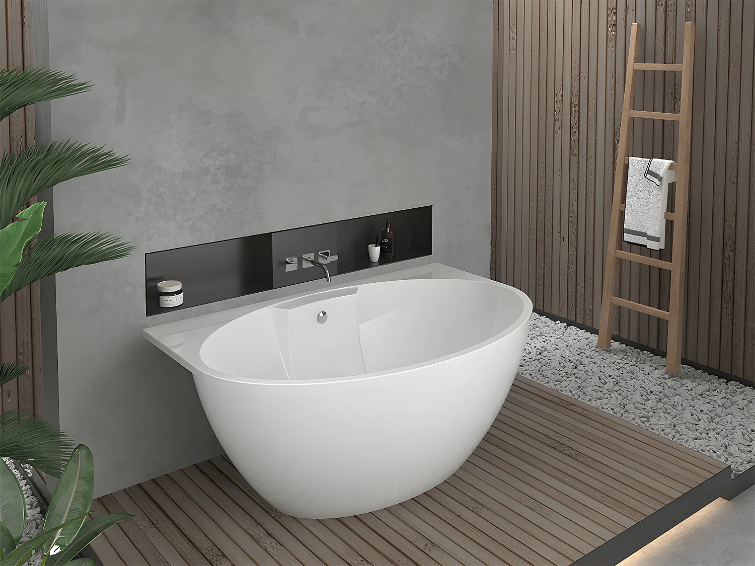 Banheira semi-clássica oval de 197 L dimensões 151 x 94 x 60 cm cor branco em acrílico - PAGRUS