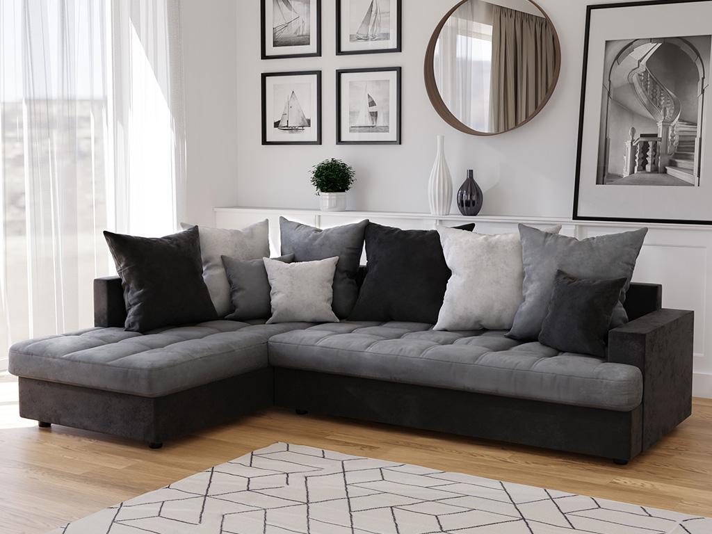 Ecksofa MOERO - Stoff - Grau - Ecke links