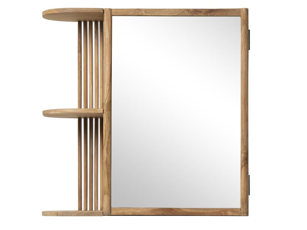 Armoire murale de salle de bain en teck avec miroir et niches - Coloris naturel - CIMAHI