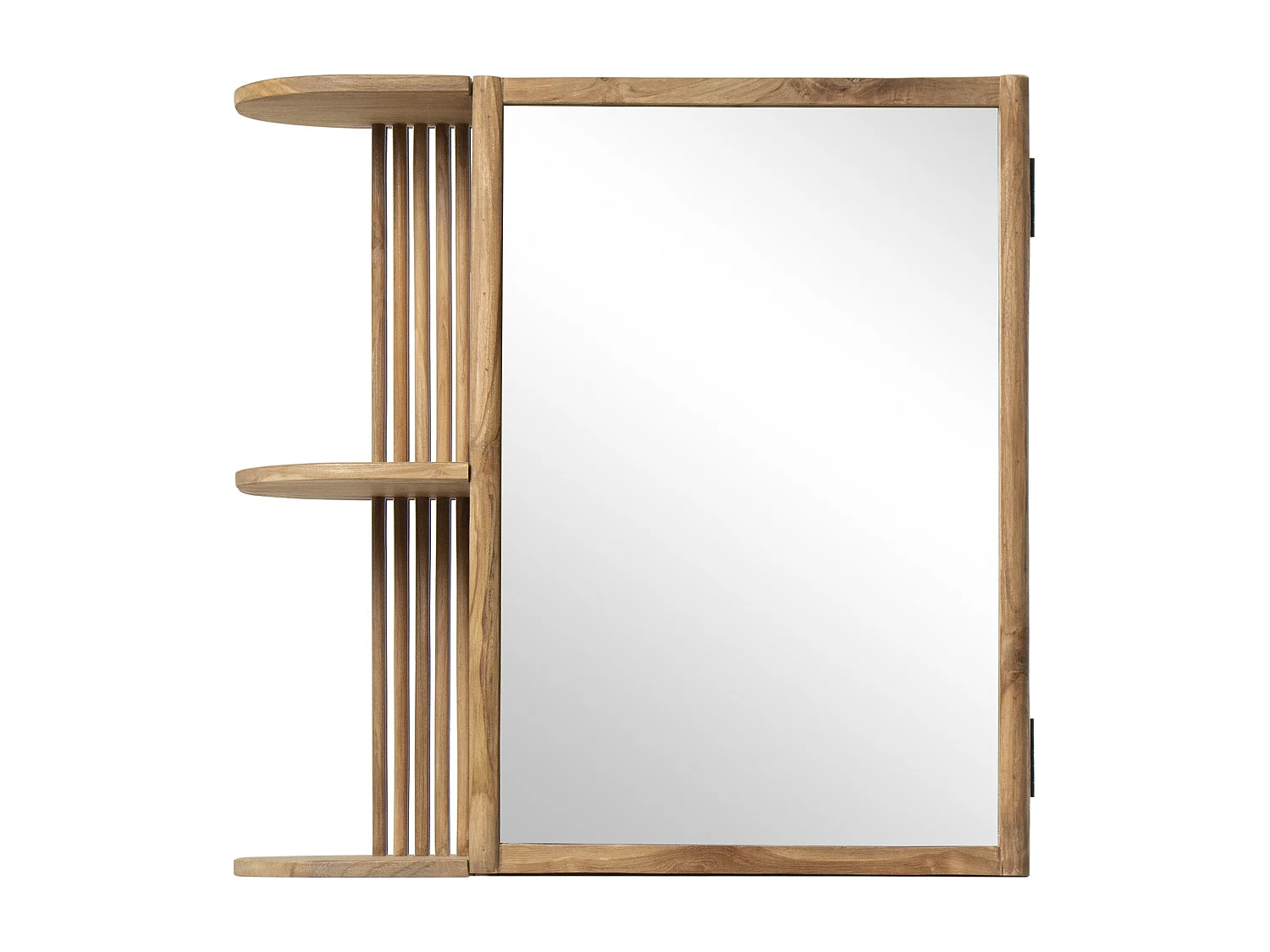 Armoire murale de salle de bain en teck avec miroir et niches - Coloris naturel - CIMAHI