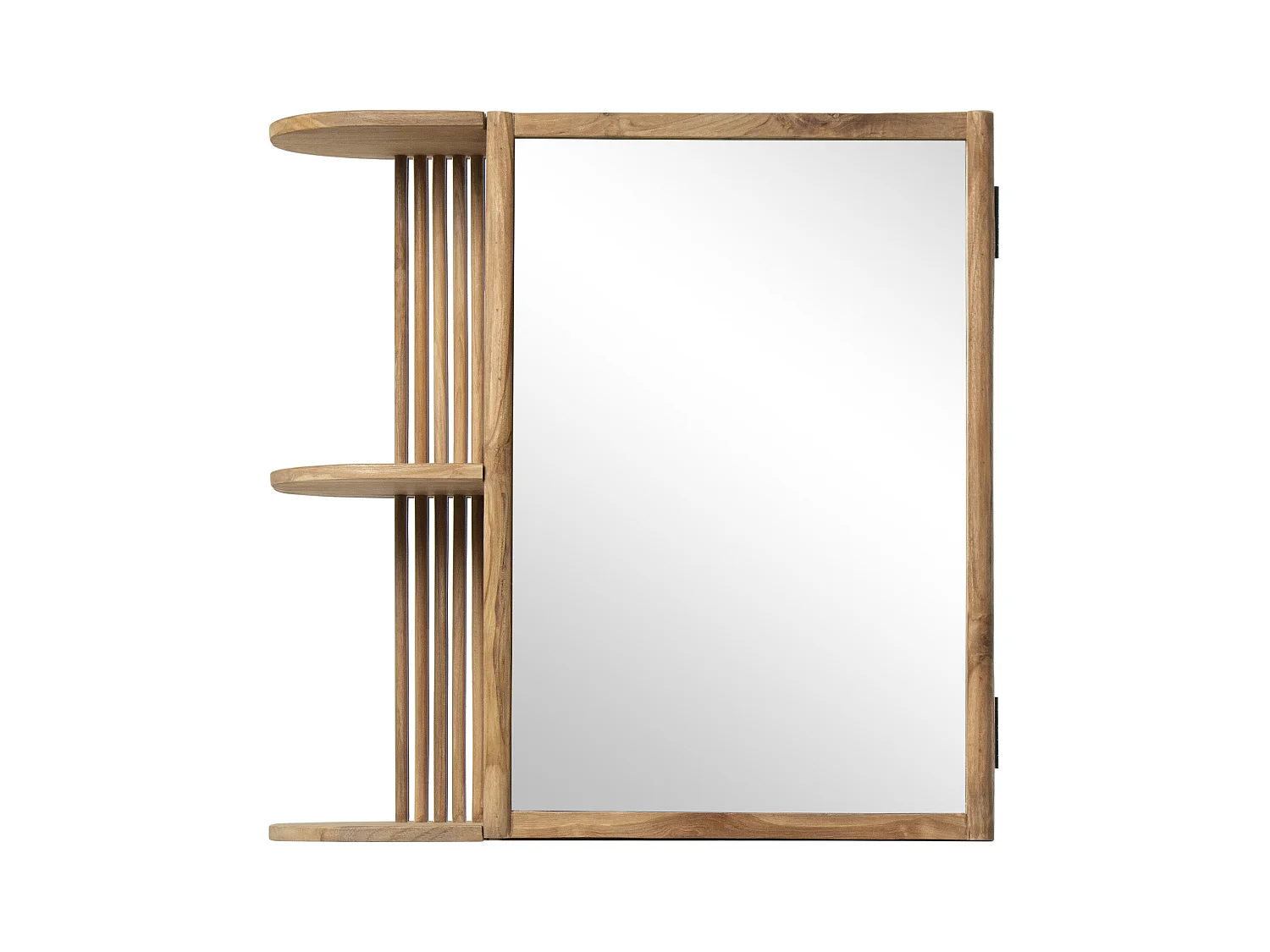 Armoire murale de salle de bain en teck avec miroir et niches - Coloris naturel - CIMAHI