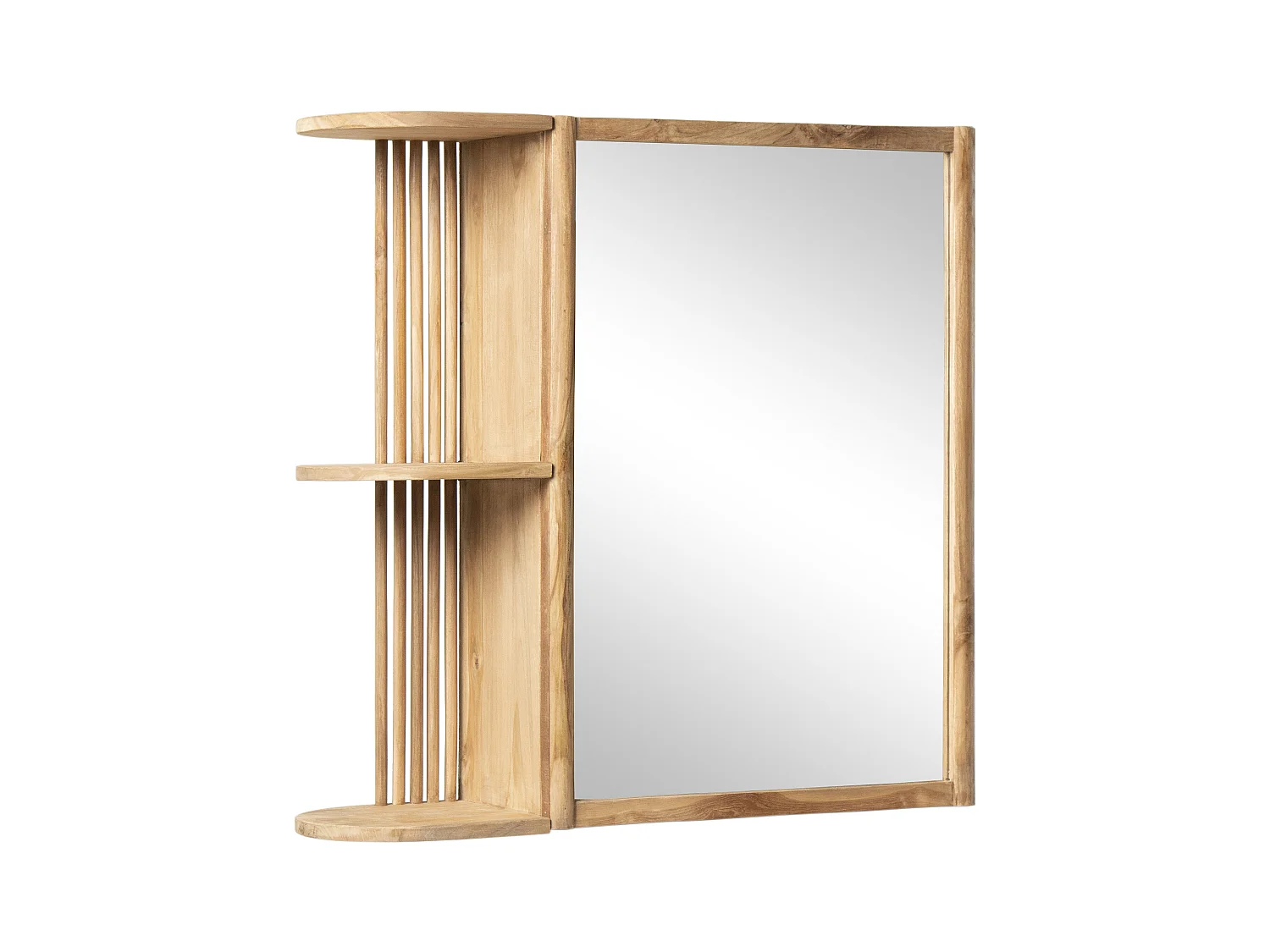 Armoire murale de salle de bain en teck avec miroir et niches - Coloris naturel - CIMAHI