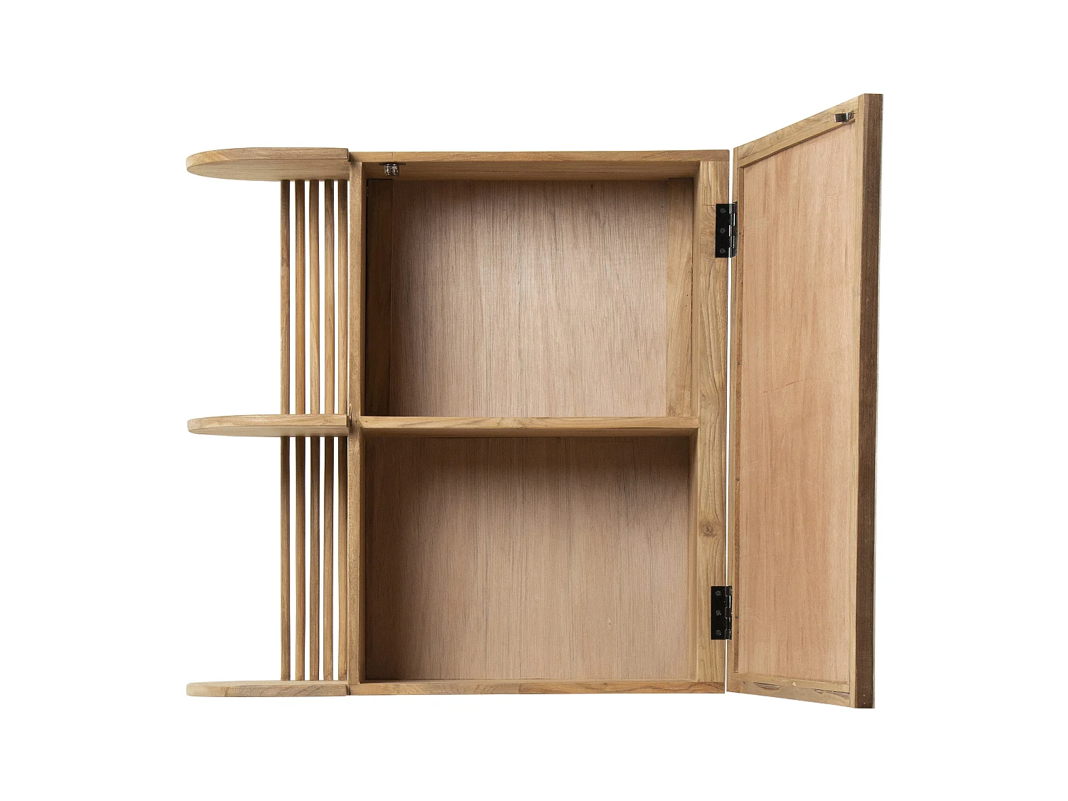 Armoire murale de salle de bain en teck avec miroir et niches - Coloris naturel - CIMAHI