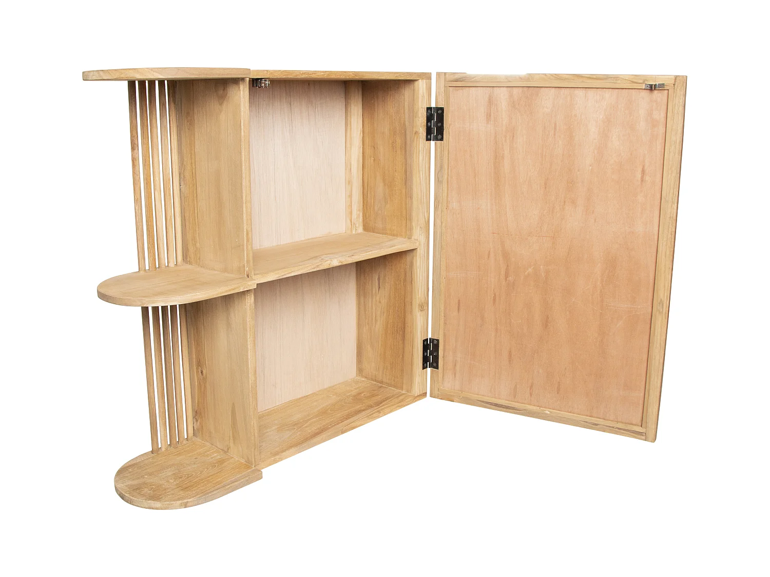 Armoire murale de salle de bain en teck avec miroir et niches - Coloris naturel - CIMAHI