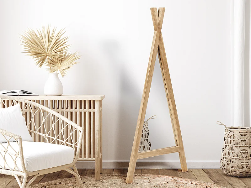 Miroir enfant tipi en bois de mindi - L. 55 x H. 120 cm - Naturel - BATAM