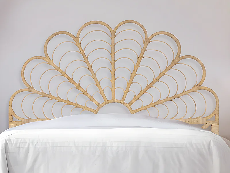 Bettkopfteil - Rattan - 140 cm - Naturfarben - FLOSIA